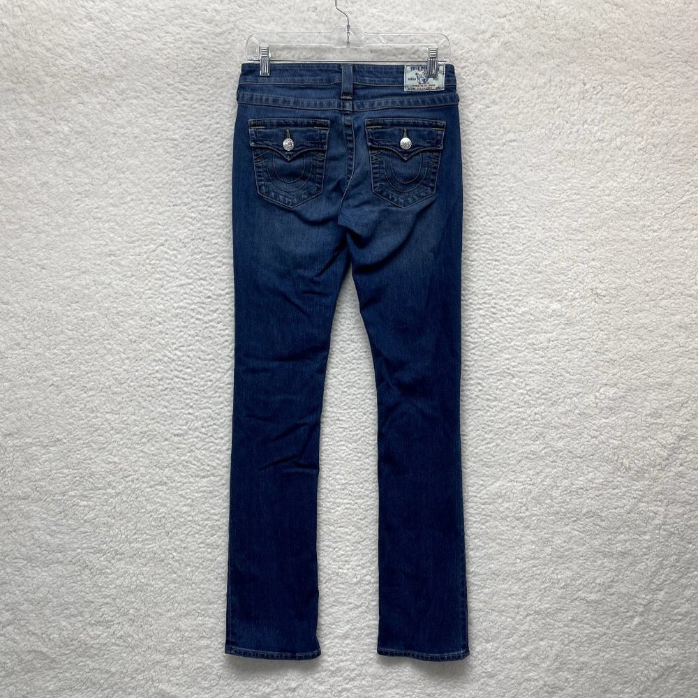 True Religion Medium Wash Low Rise Slim Straight Jeans Womens M 6/8 28.